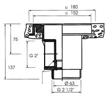 Obrázek k výrobku 2778 - Podlahová výpust ABS, nerez mřížka AISI 316, pro beton
