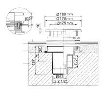Obrázek k výrobku 2785 - Podlahová výpust ABS, nerez kryt čtvercový AISI 316 – pro fólii