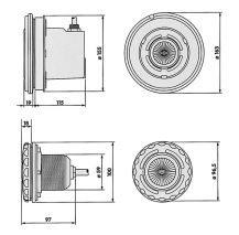 Obrázek k výrobku 3229 - Podvodní světlomet VA 50W s hrncem a přírubou, pro fólii